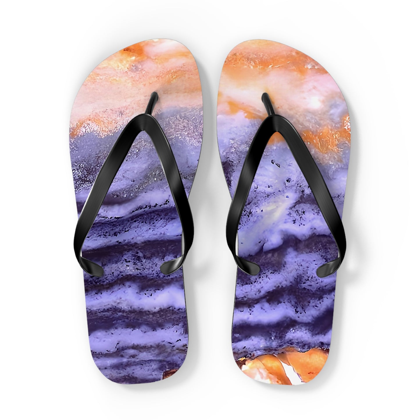 Vibrant Unisex Beachwear Flip Flops With Tie-dye Like Bog Jasper Patterns