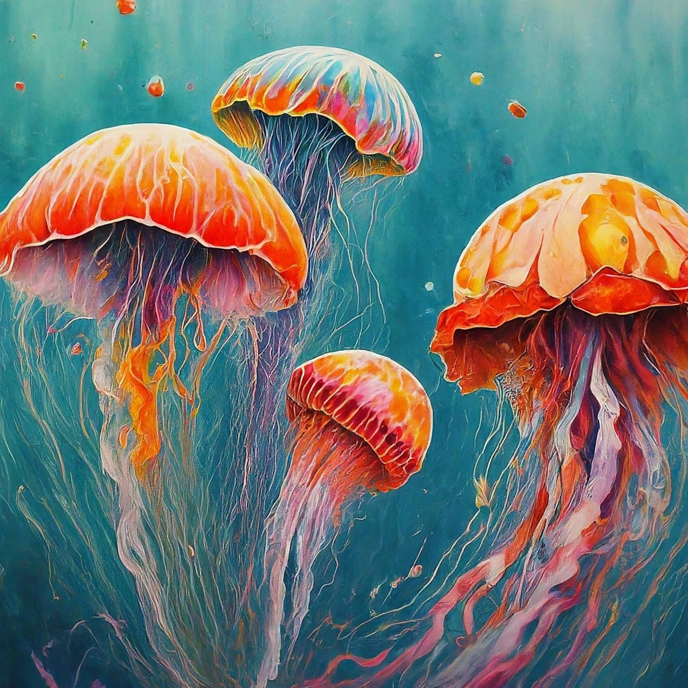 Multi Jellyfish Fine Art Print Wall Décor, Beach Décor
