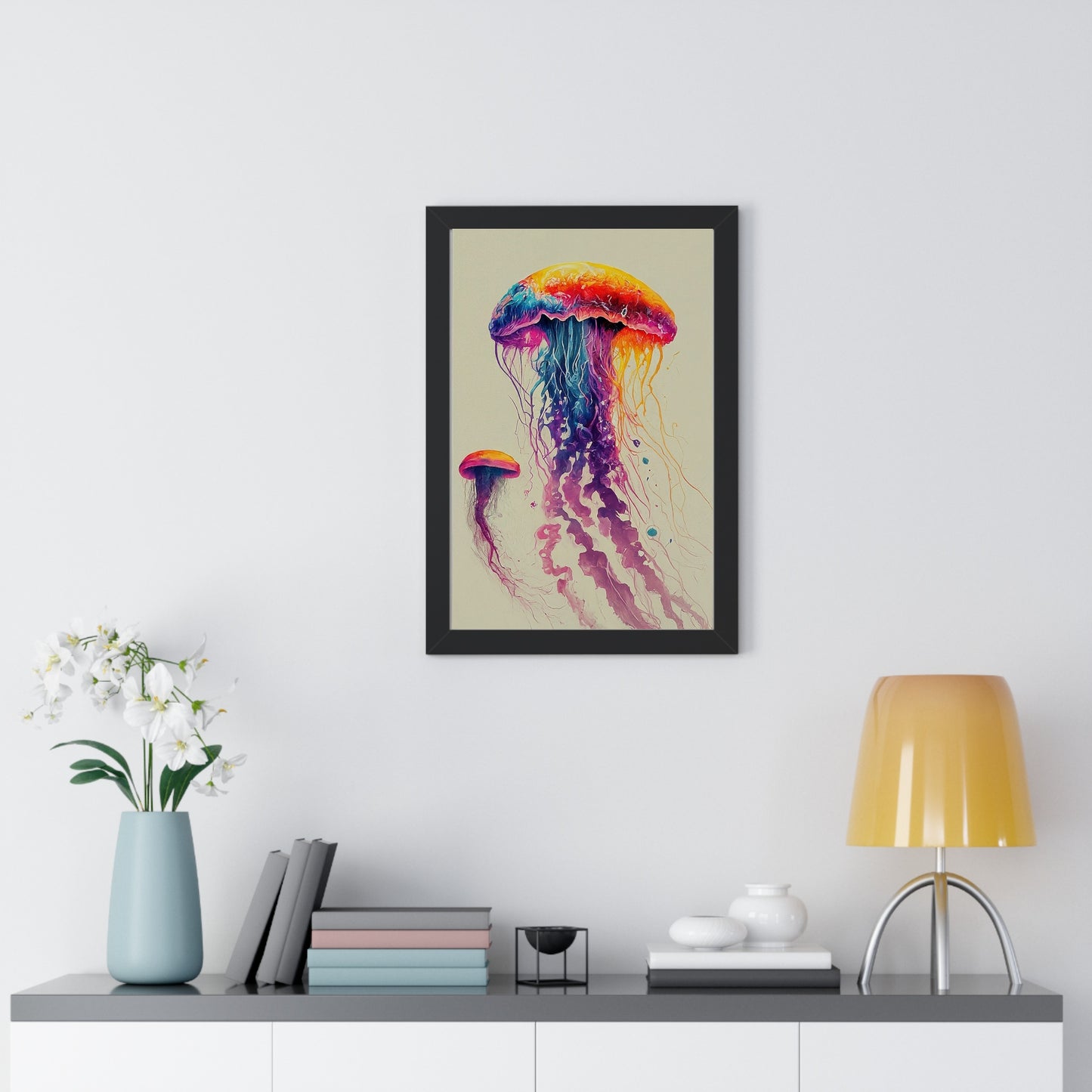 Watercolor Double Jellyfish Fine Art Print Wall Décor, Beach Décor