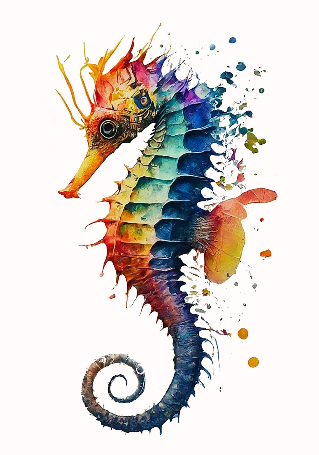 Watercolor Seahorse Fine Art Print Wall Décor, Beach Décor