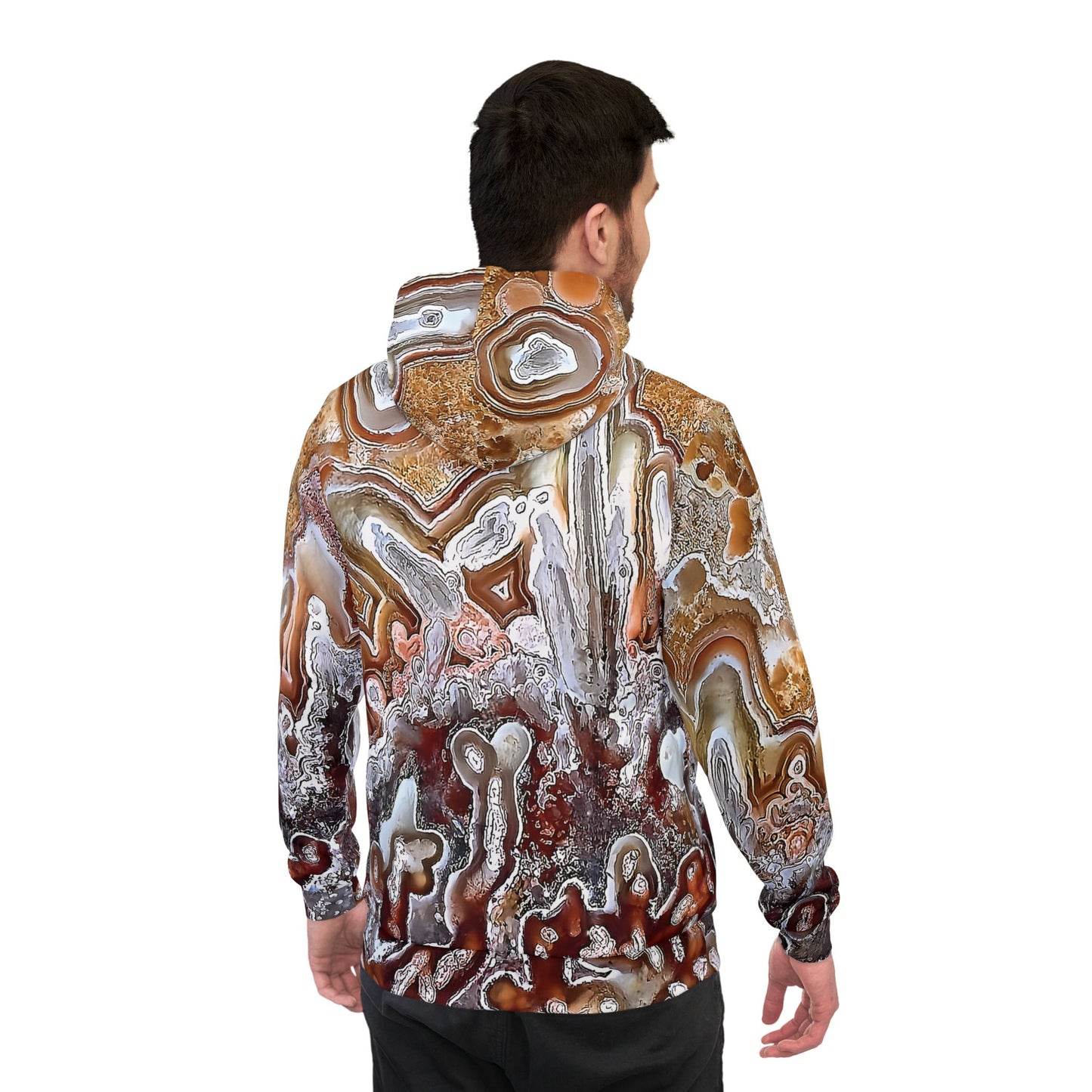 Vibrant rock art hoodies – Unique unisex custom hooded sweatshirt with a colorful lacy agate tie dye like patterns for men and women