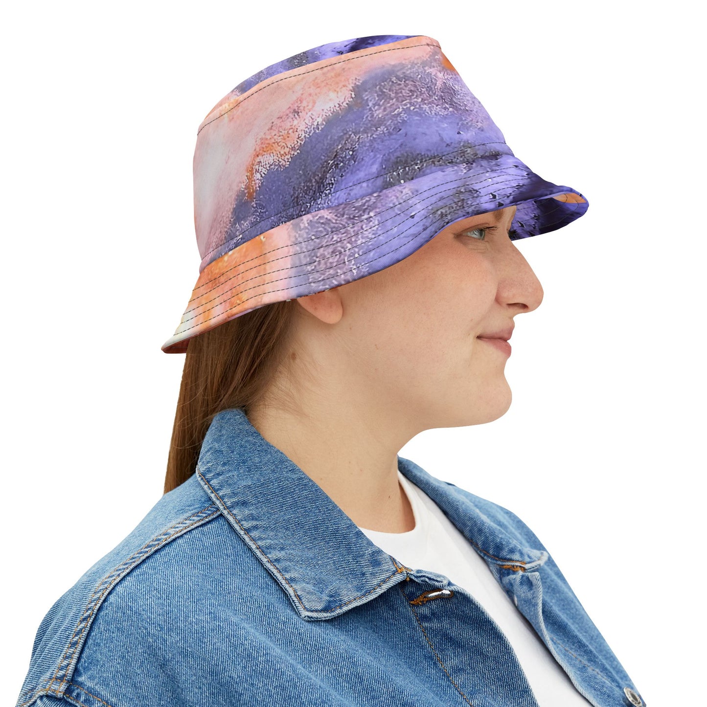 Rock Art-Inspired Floppy Bucket Hat – Bog Jasper - Unique Tie-Dye Ish Design