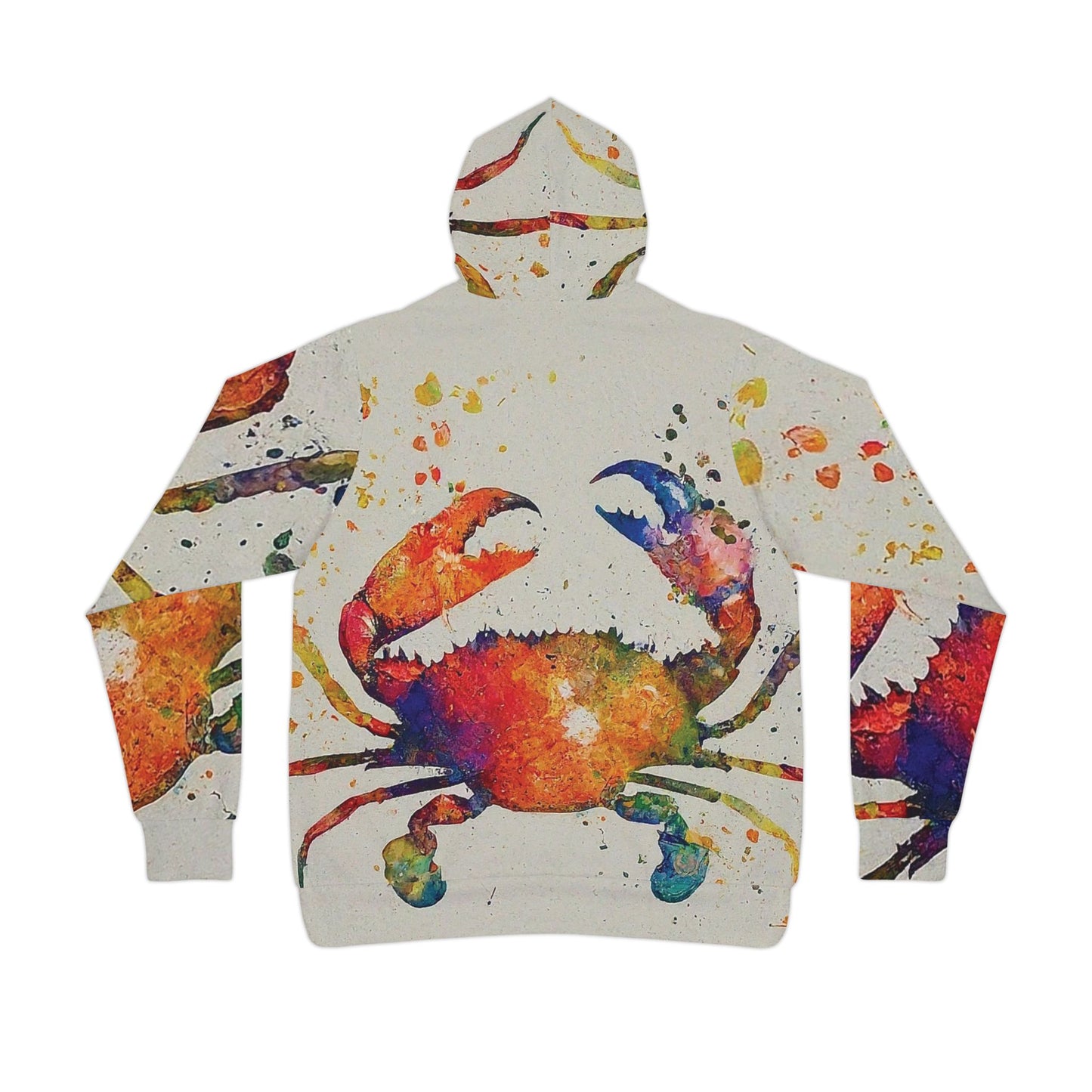 Colorful Unisex Watercolor Crab Beach Art Hoodie