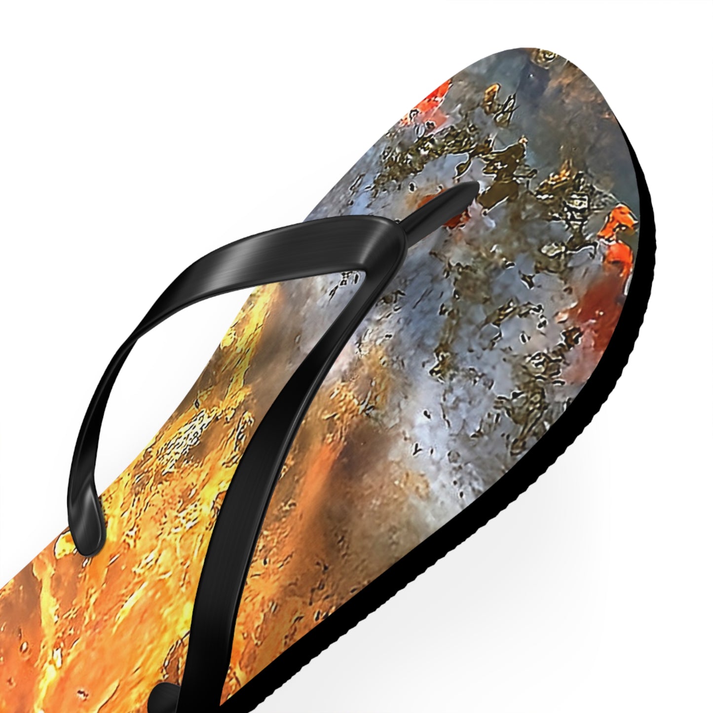 Vibrant Unisex Beachwear Flip Flops With Tie-dye Like Flame Agate Patterns