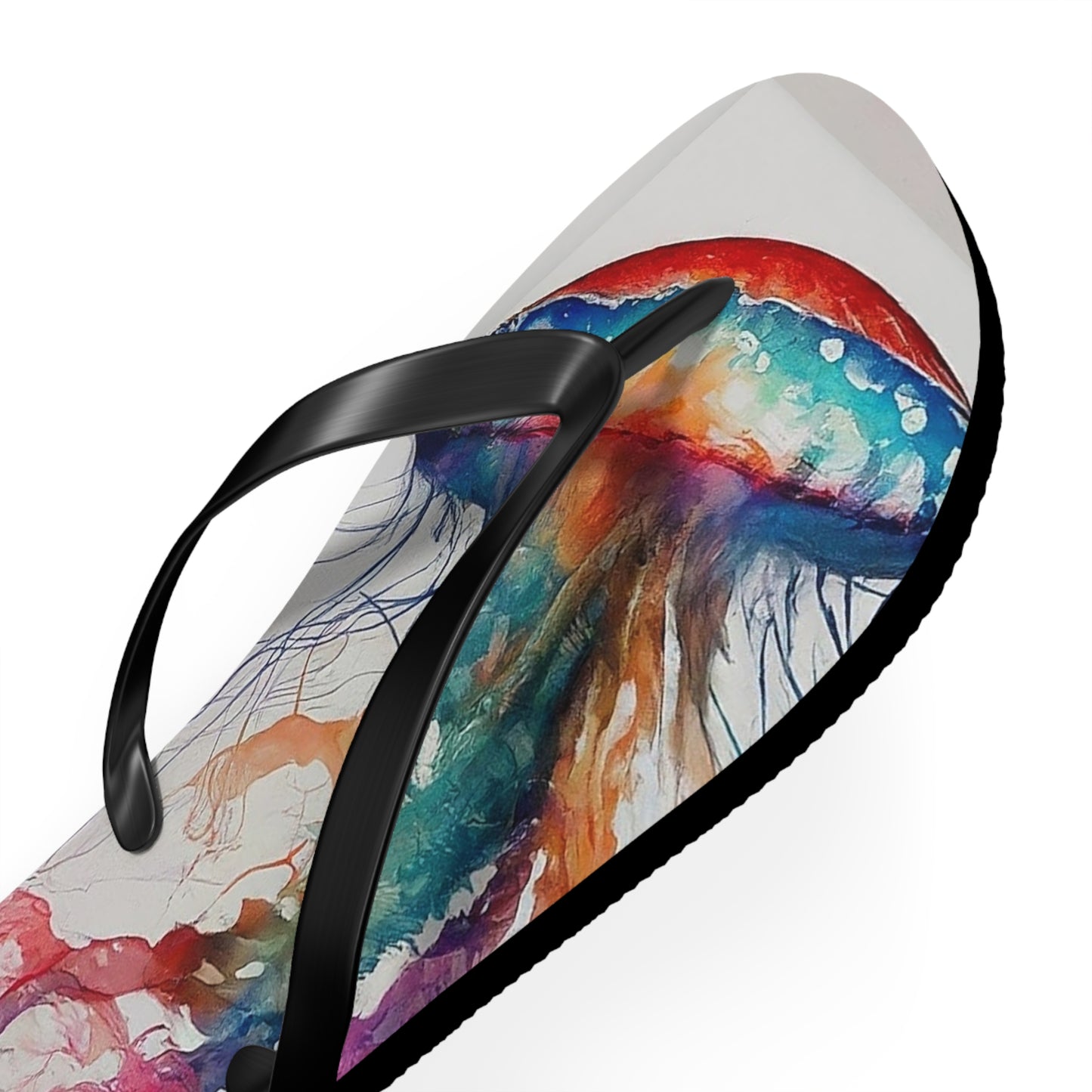 Vibrant Unisex Beachwear Flip Flops With Watercolor Jellyfish