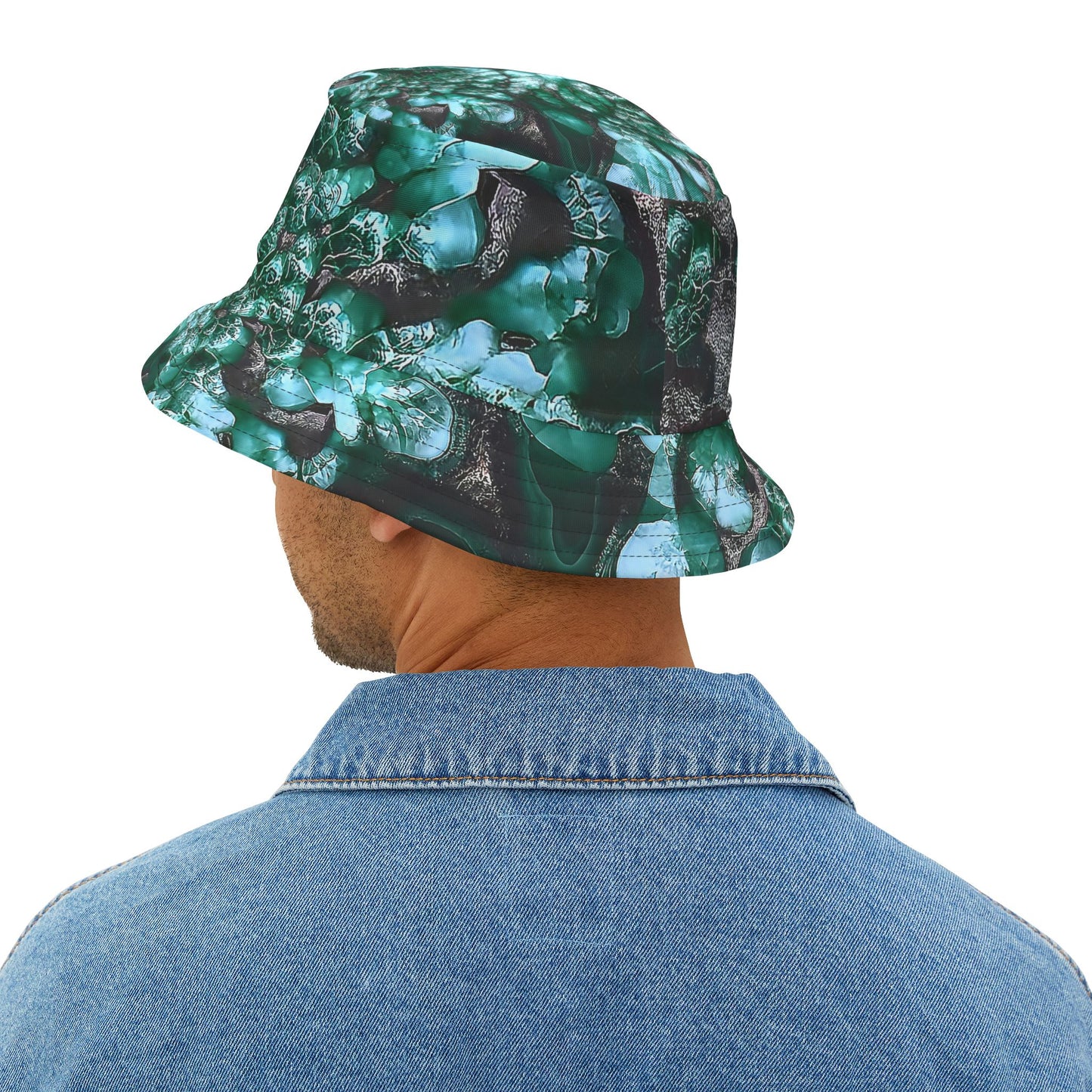 Rock Art-Inspired Floppy Bucket Hat –Malachite- Unique Tie-Dye Ish Design