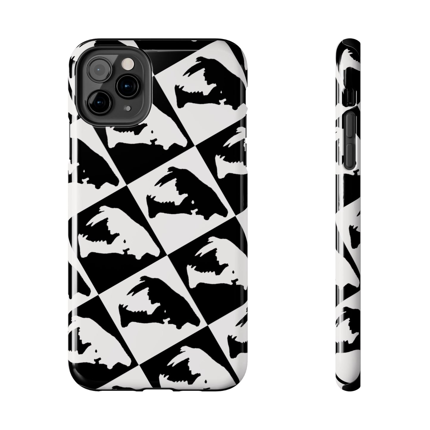 Black & White Pattern Saber Cat iPhone 11 Tough Phone Case