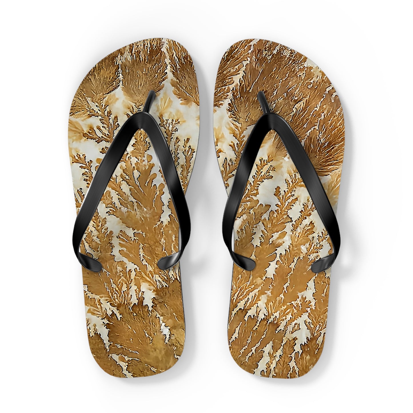 Vibrant Unisex Beachwear Flip Flops With Tie-dye Like Branching Dendrites Patterns