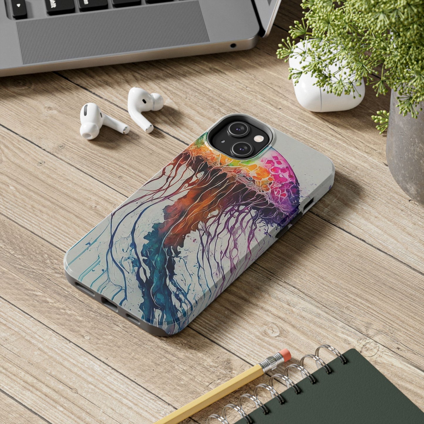 Water Color Jellyfish iPhone 14 Tough Phone Case