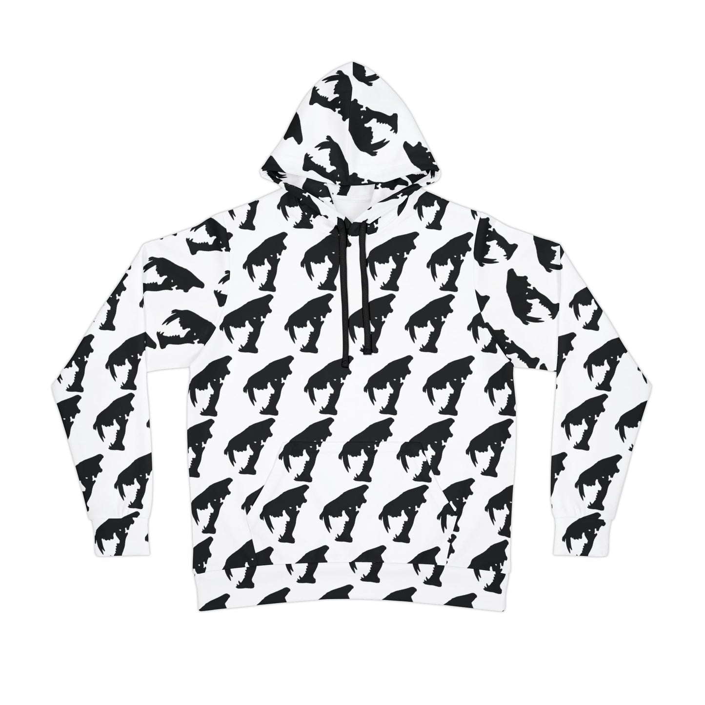 Unisex Black and White Saber Cat Skull Fossil  Art Hoodie