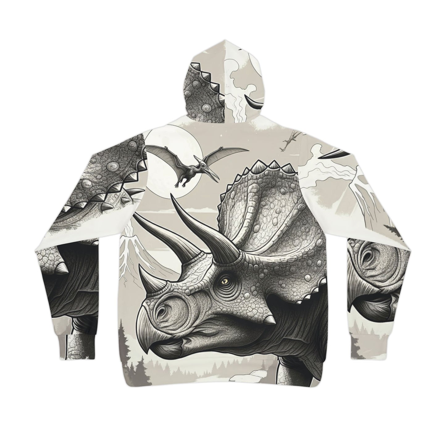 Black white  and red Triceratops pullover hoodie adult hooded dinosaur sweatshirt for men and women