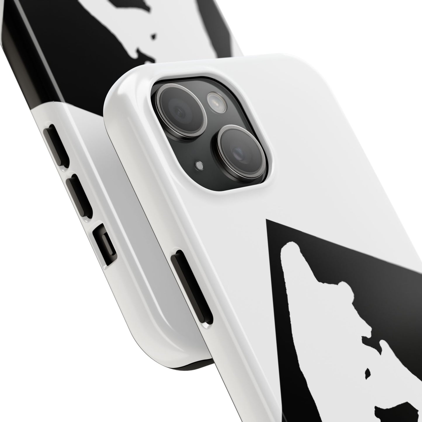 Black & White Saber Cat iPhone 15 Tough Phone Case