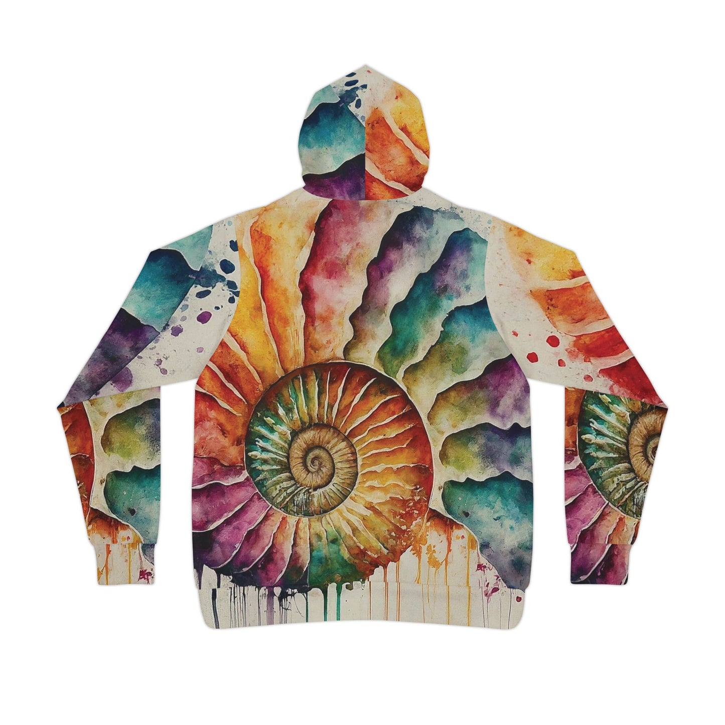 Colorful Unisex Watercolor Ammonite Nature Art Hoodie