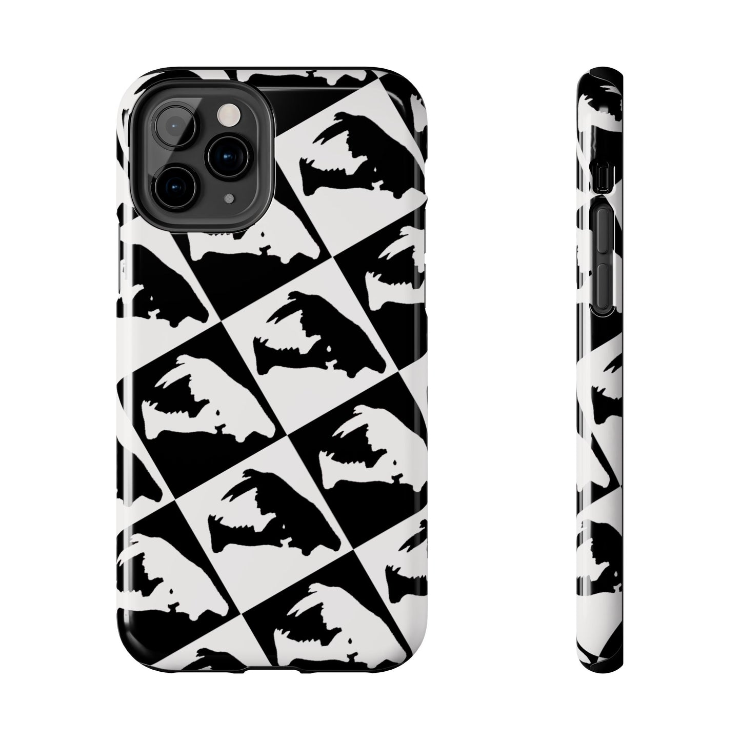 Black & White Pattern Saber Cat iPhone 11 Tough Phone Case