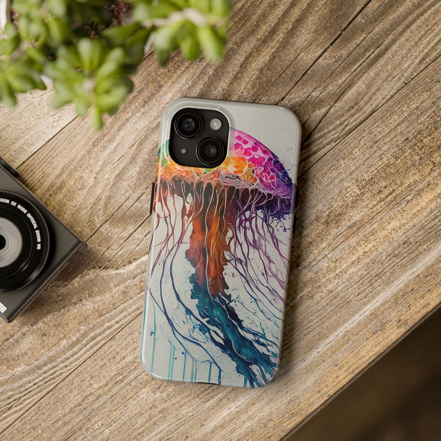 Water Color Jellyfish iPhone 15 Tough Phone Case