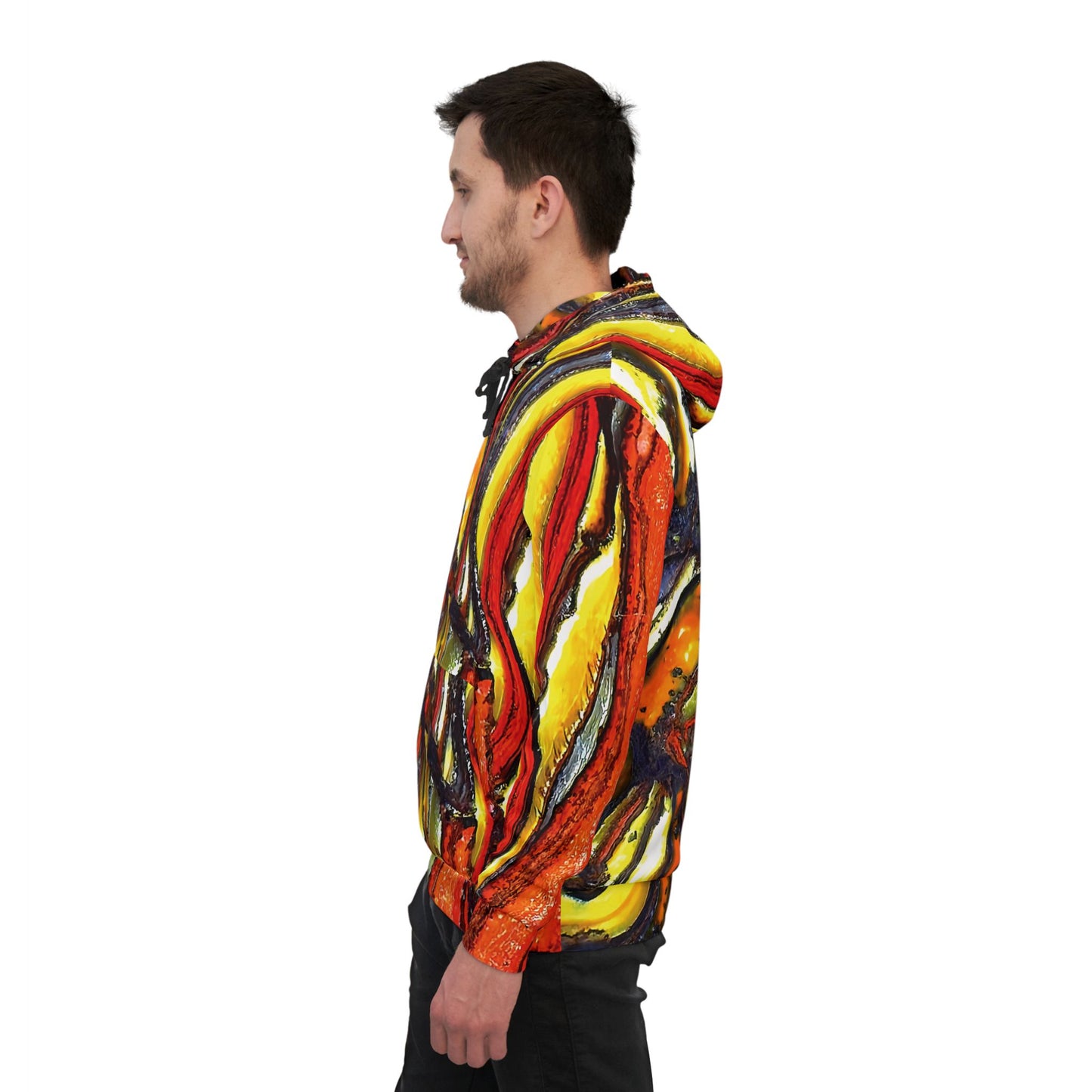 Vibrant rock art hoodies – Unique unisex custom hooded sweatshirt with a colorful faulted and folder tiger iron tie dye like patterns for men and women