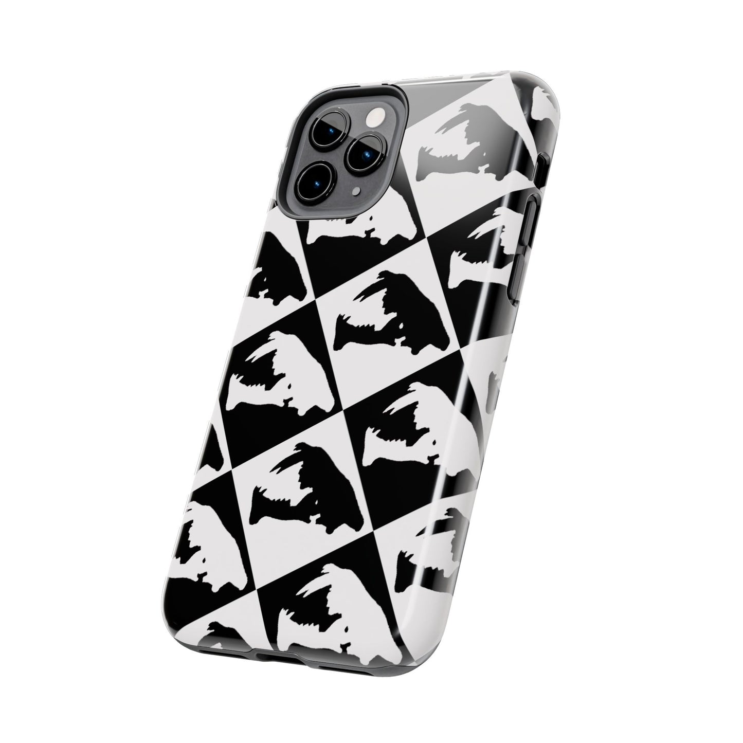 Black & White Pattern Saber Cat iPhone 11 Tough Phone Case