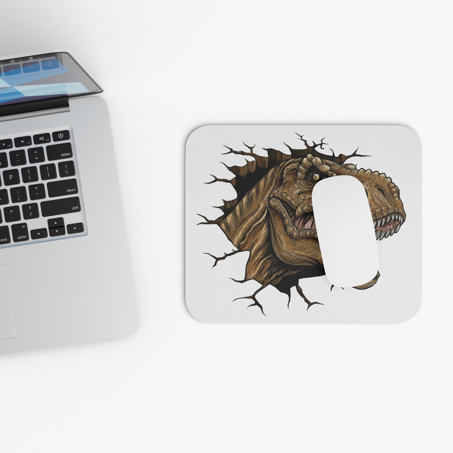 Dinosaur Mouse Pad - T-Rex Bursting Through The Surface Design