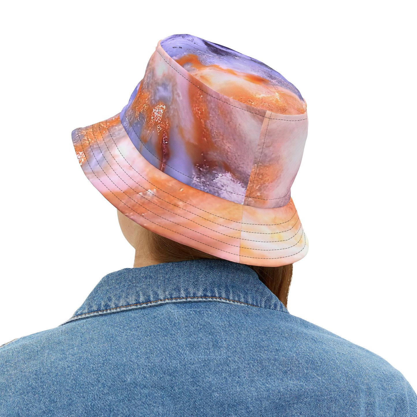 Rock Art-Inspired Floppy Bucket Hat – Bog Jasper - Unique Tie-Dye Ish Design