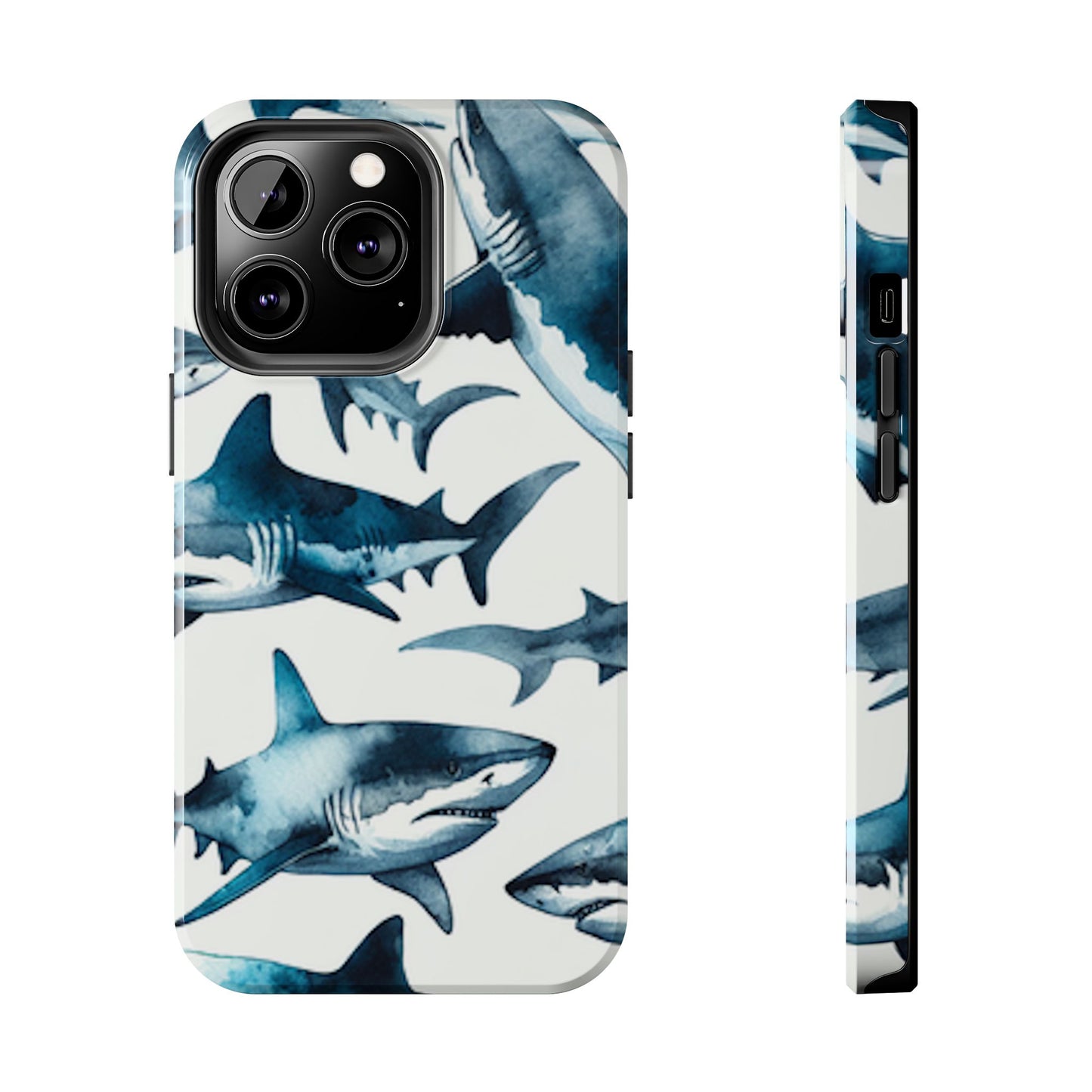 Shark Pattern iPhone 13 Tough Phone Case