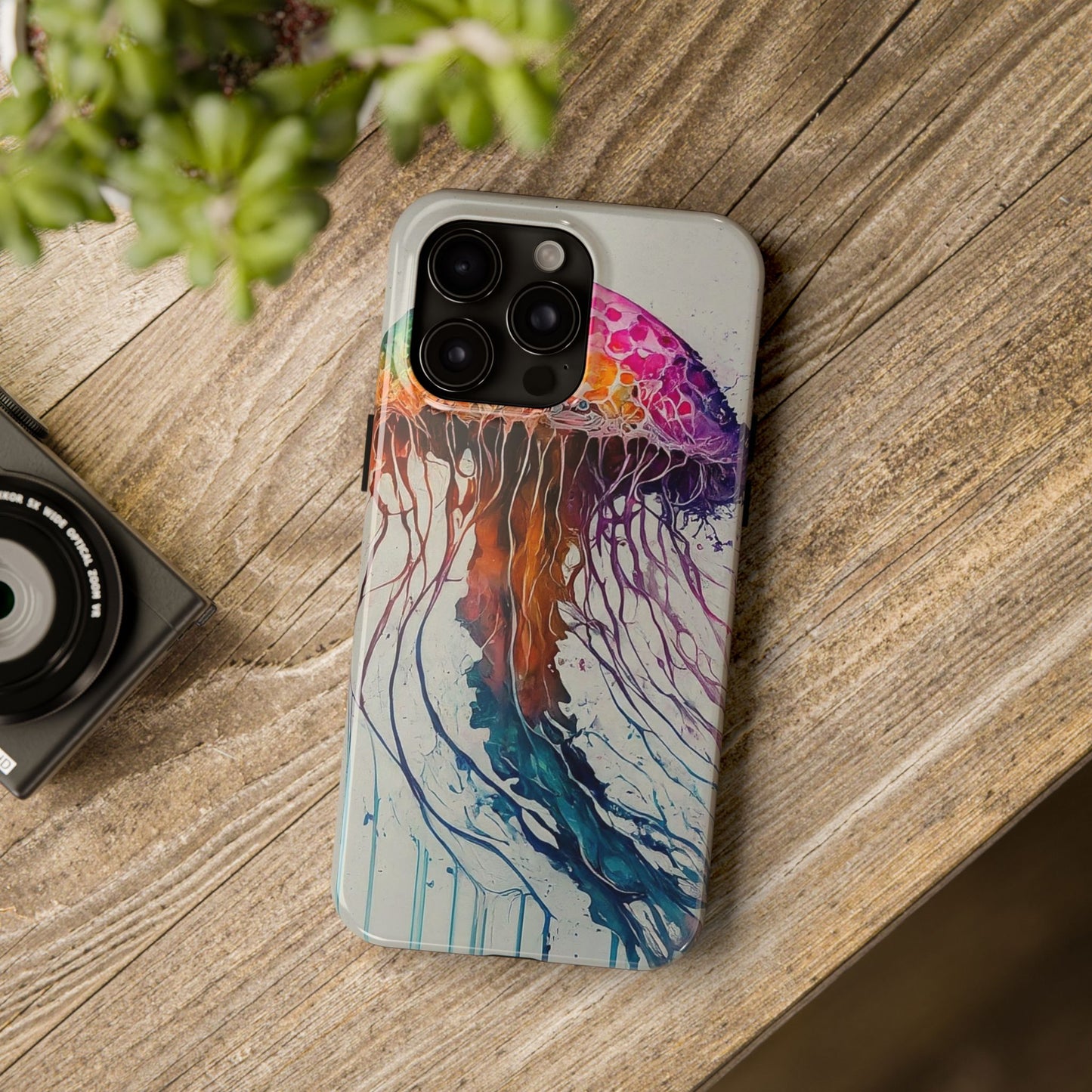 Water Color Jellyfish iPhone 15 Tough Phone Case