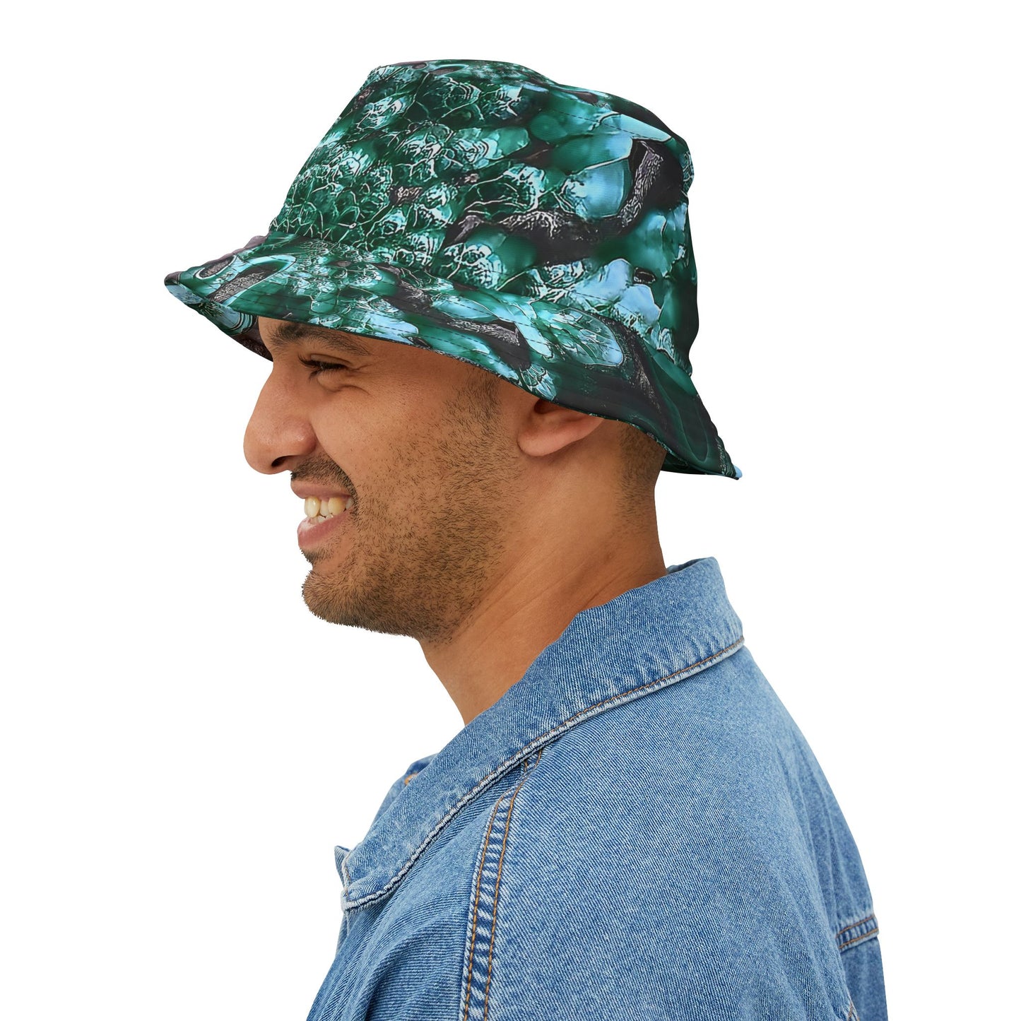 Rock Art-Inspired Floppy Bucket Hat –Malachite- Unique Tie-Dye Ish Design