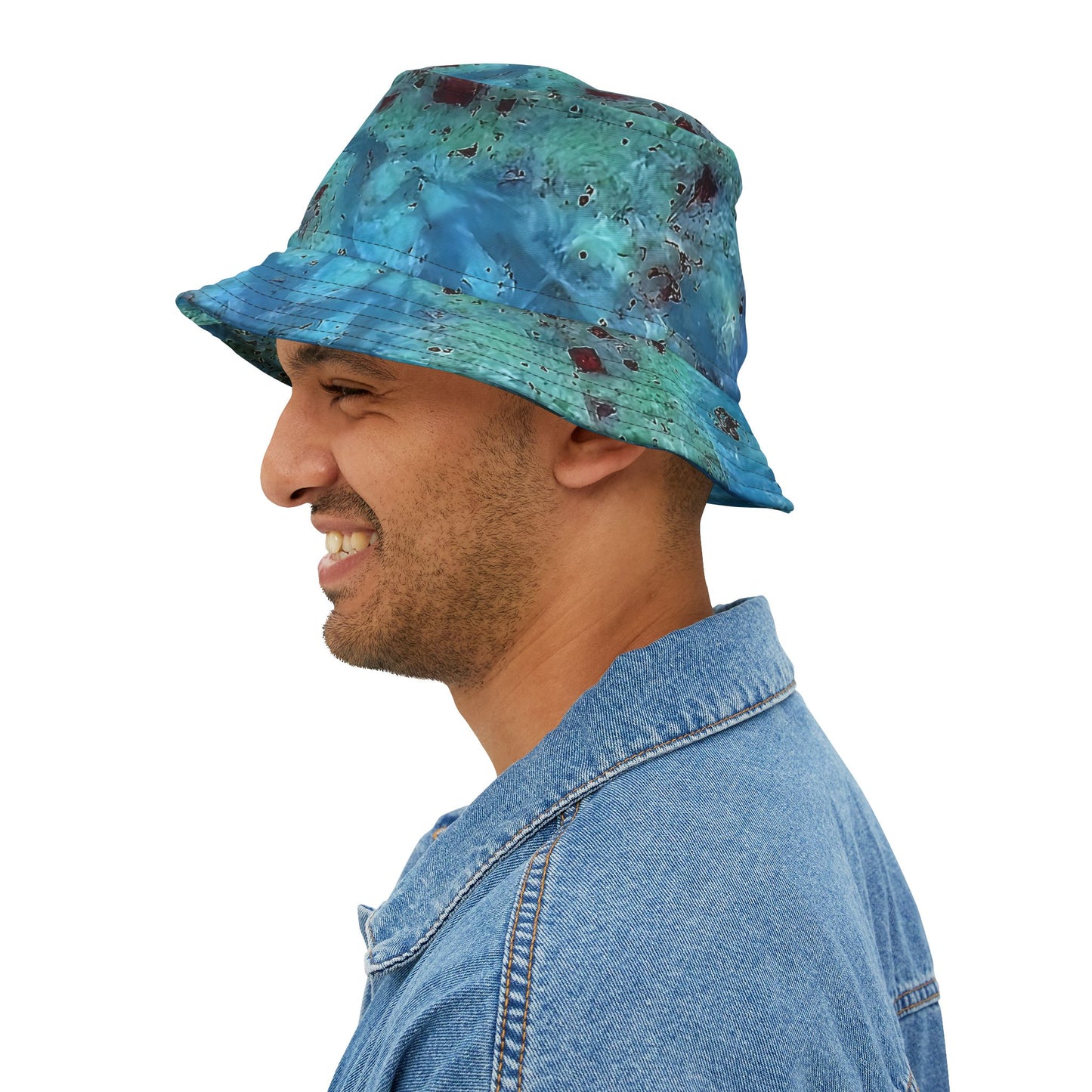 Rock Art-Inspired Floppy Bucket Hat – Unique Tie-Dye Ish Design