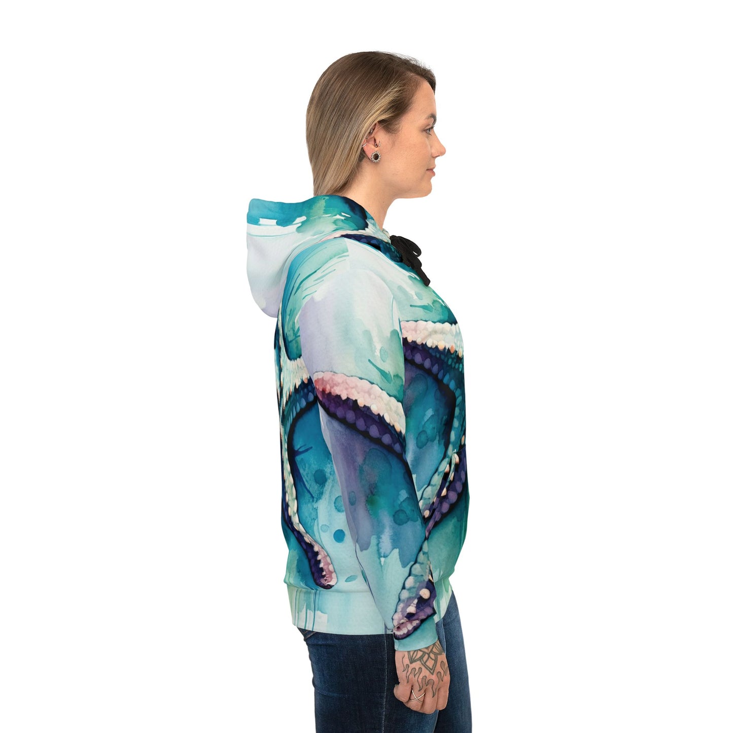 Colorful Unisex Watercolor Starfish Beach Art Hoodie