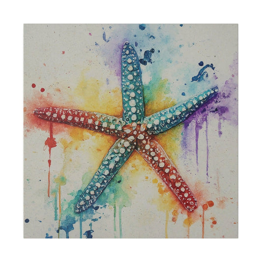 Watercolor Starfish Canvas Print Wall Art Décor, Beach Décor