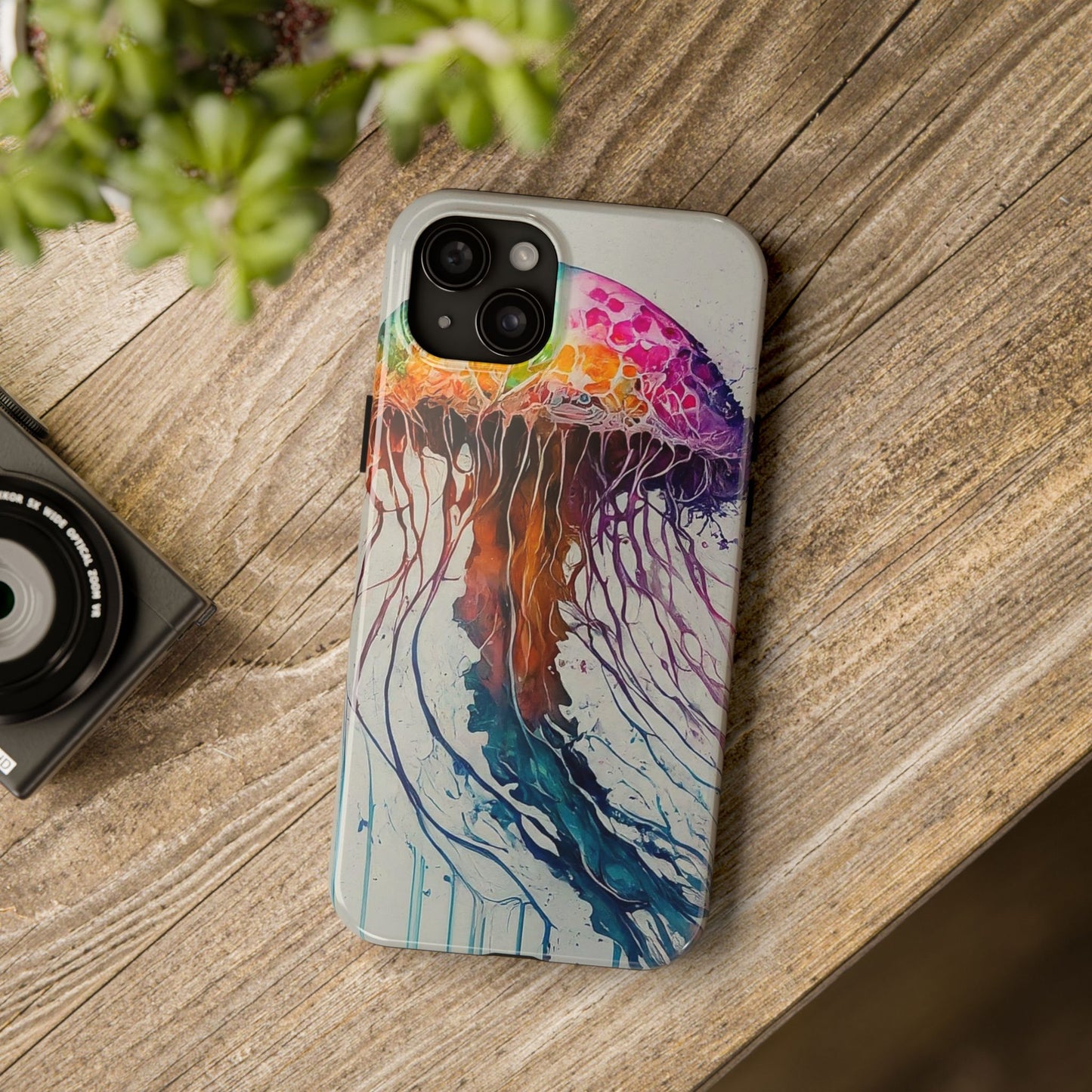 Water Color Jellyfish iPhone 15 Tough Phone Case