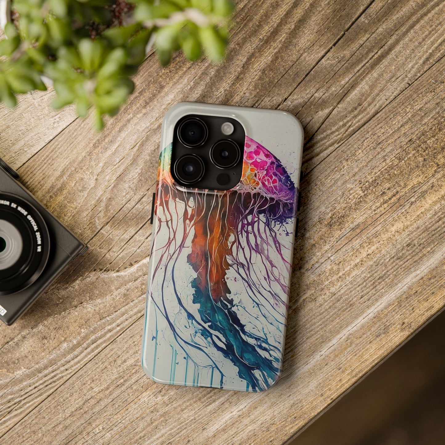 Water Color Jellyfish iPhone 15 Tough Phone Case