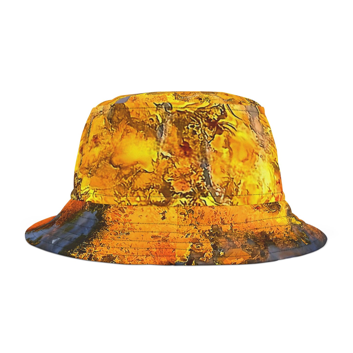 Rock Art-Inspired Floppy Bucket Hat –Stromatolite Agate- Unique Tie-Dye Ish Design