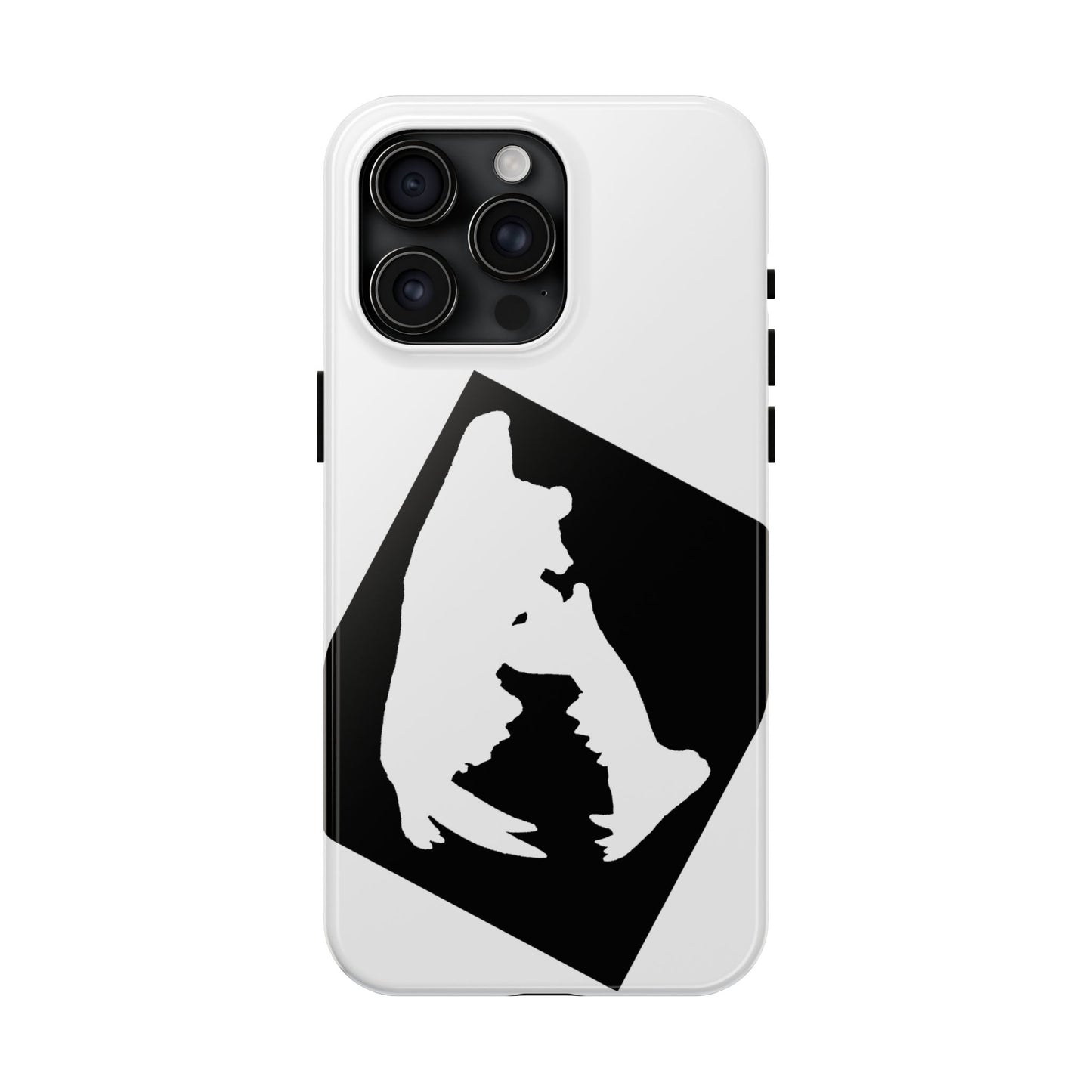 Black & White Saber Cat iPhone 15 Tough Phone Case