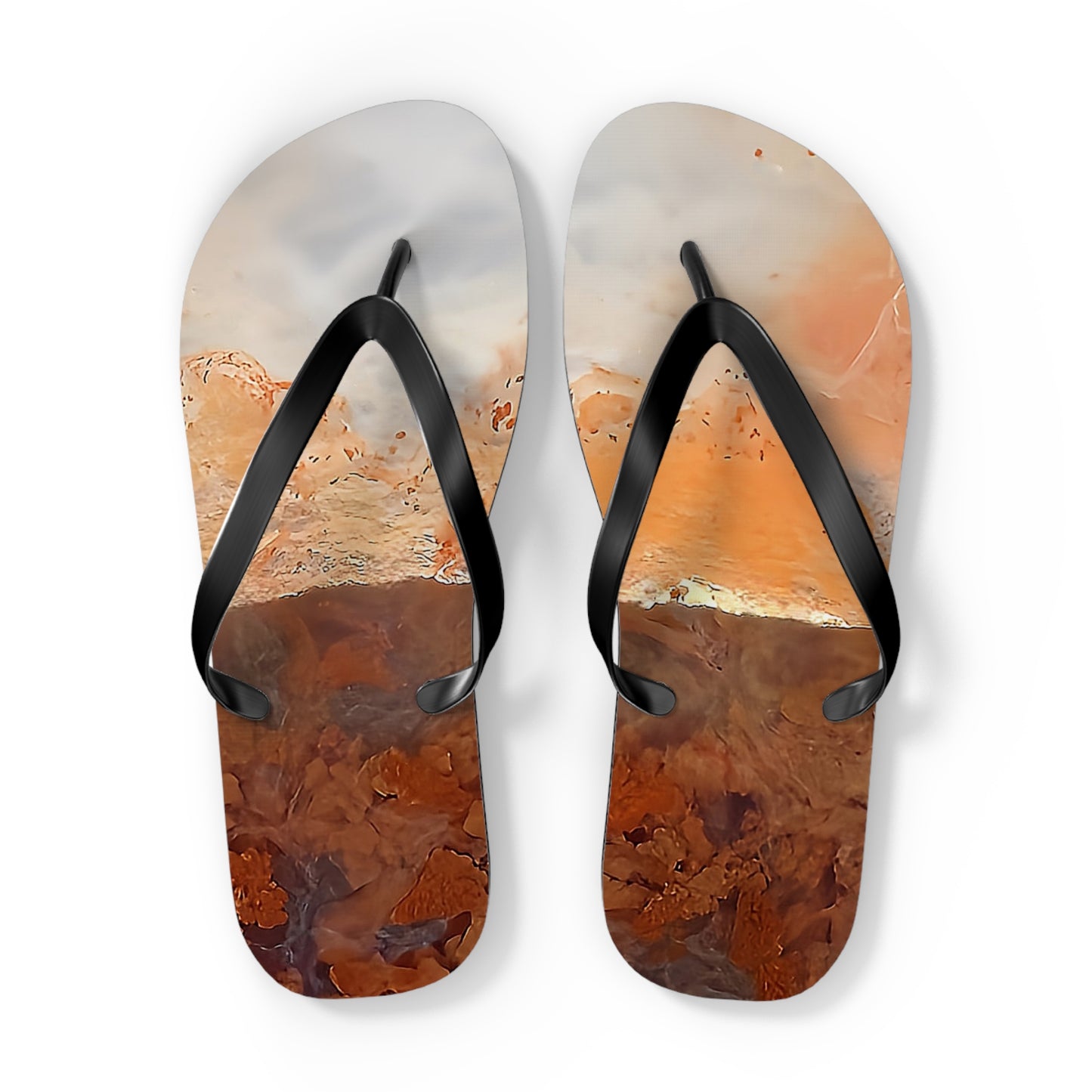 Vibrant Unisex Beachwear Flip Flops With Tie-dye Like Plume Agate Patterns