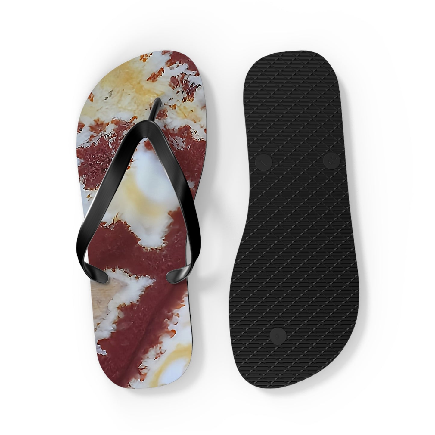 Vibrant Unisex Beachwear Flip Flops With Tie-dye Like Sonora Dendritic Jasper Patterns