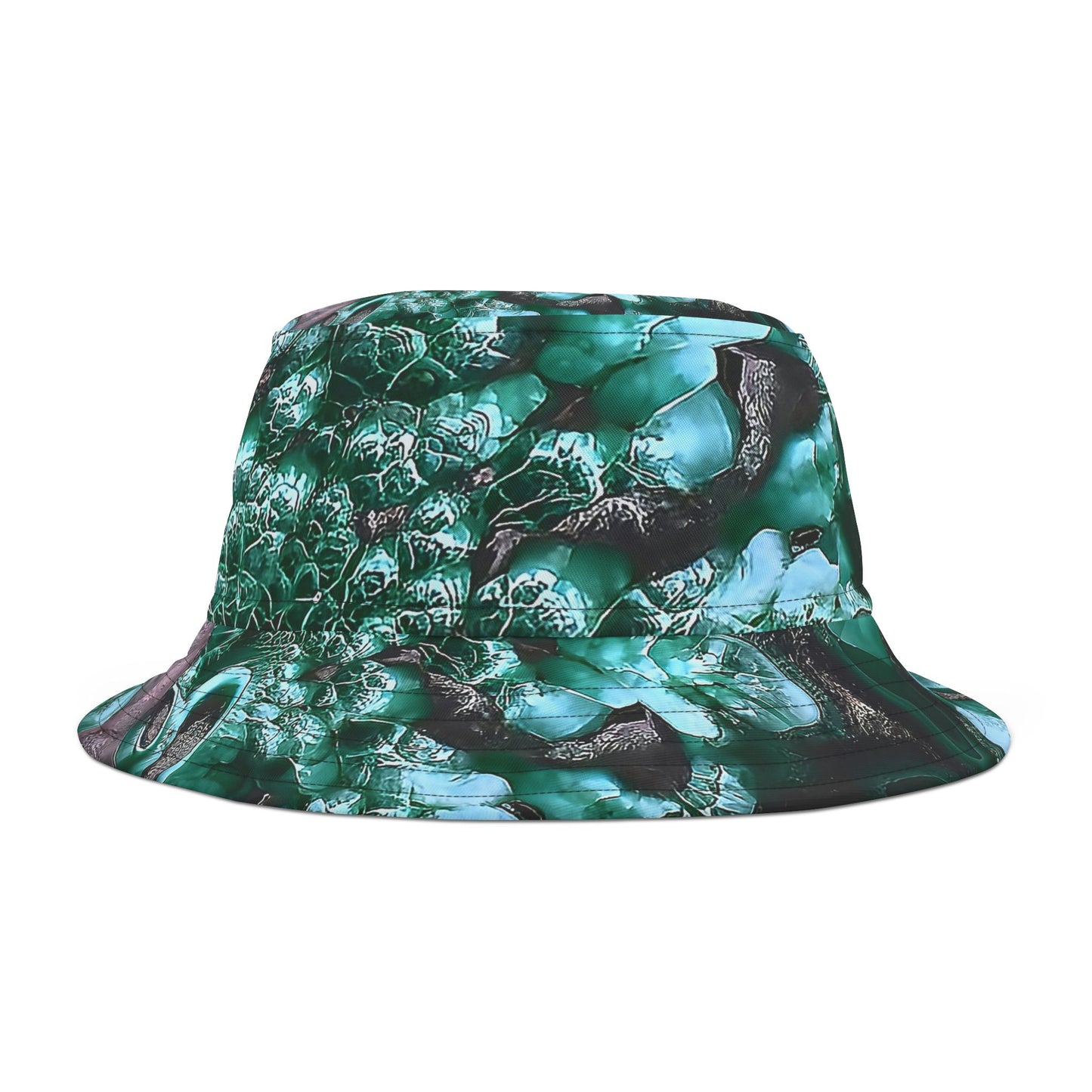 Rock Art-Inspired Floppy Bucket Hat –Malachite- Unique Tie-Dye Ish Design