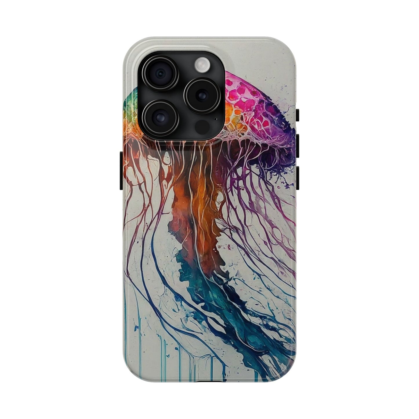 Water Color Jellyfish iPhone 15 Tough Phone Case