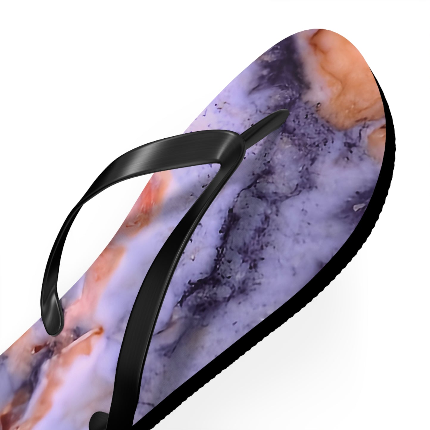 Vibrant Unisex Beachwear Flip Flops With Tie-dye Like Fossil Bog Jasper Patterns