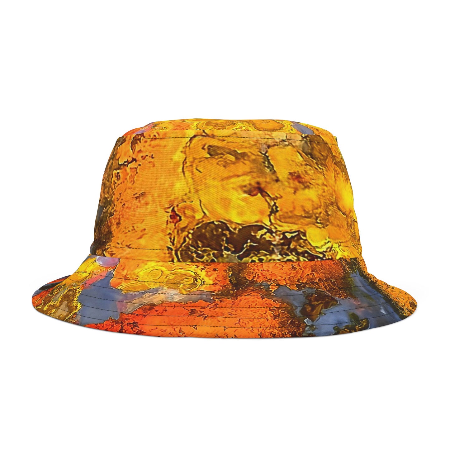 Rock Art-Inspired Floppy Bucket Hat –Stromatolite Agate- Unique Tie-Dye Ish Design