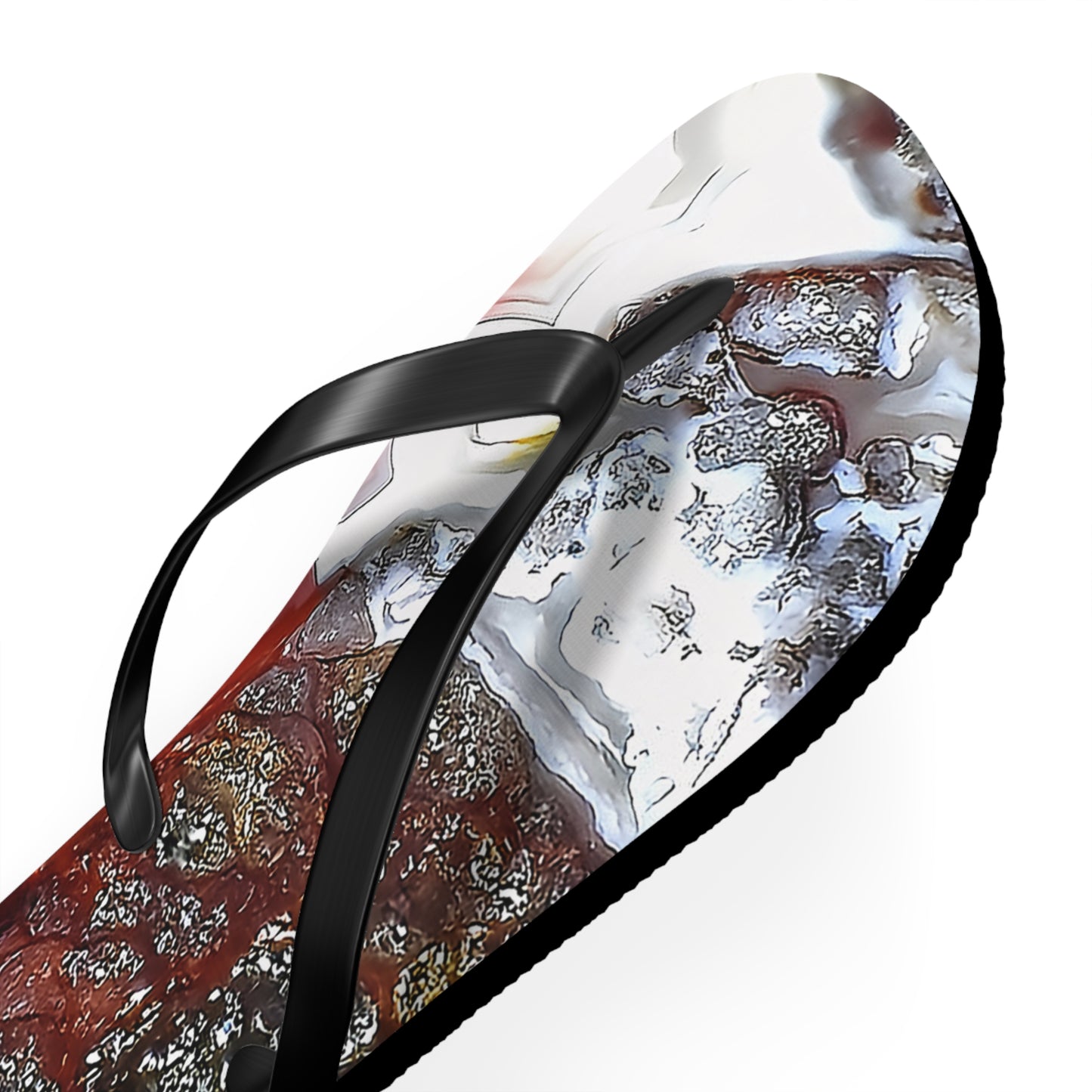 Vibrant Unisex Beachwear Flip Flops With Tie-dye Like Laguna lace agate Patterns