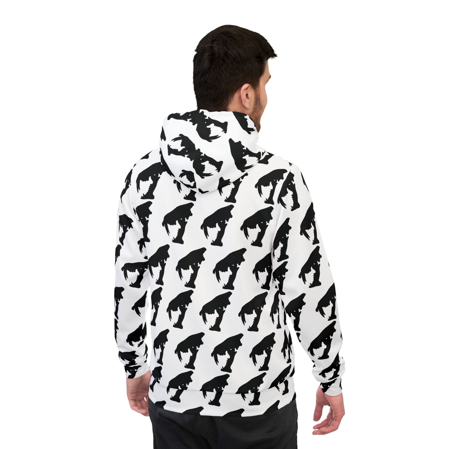 Unisex Black and White Saber Cat Skull Fossil  Art Hoodie