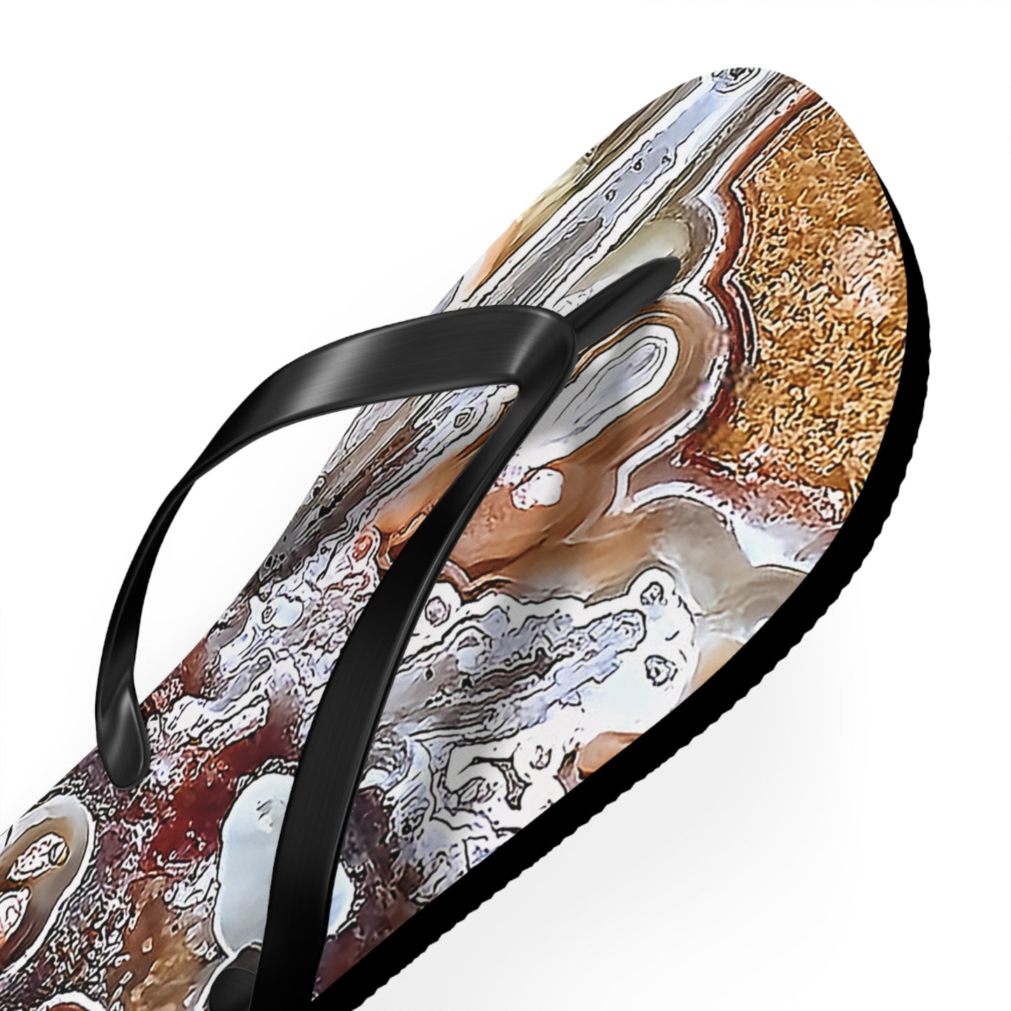 Vibrant Unisex Beachwear Flip Flops With Tie-dye Like Lacy Agate Patterns