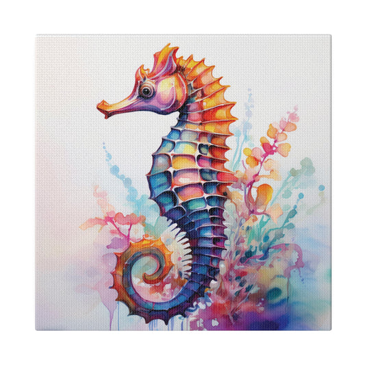 Watercolor Seahorse Canvas Print Wall Art Décor, Beach Décor