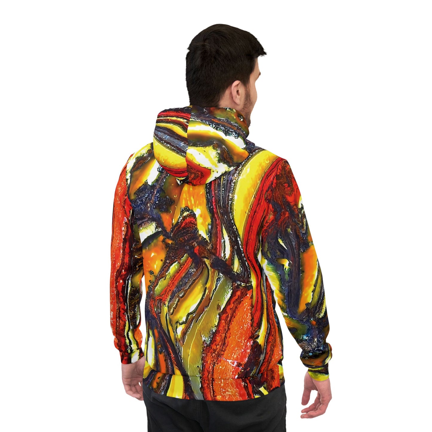 Vibrant rock art hoodies – Unique unisex custom hooded sweatshirt with a colorful faulted and folder tiger iron tie dye like patterns for men and women