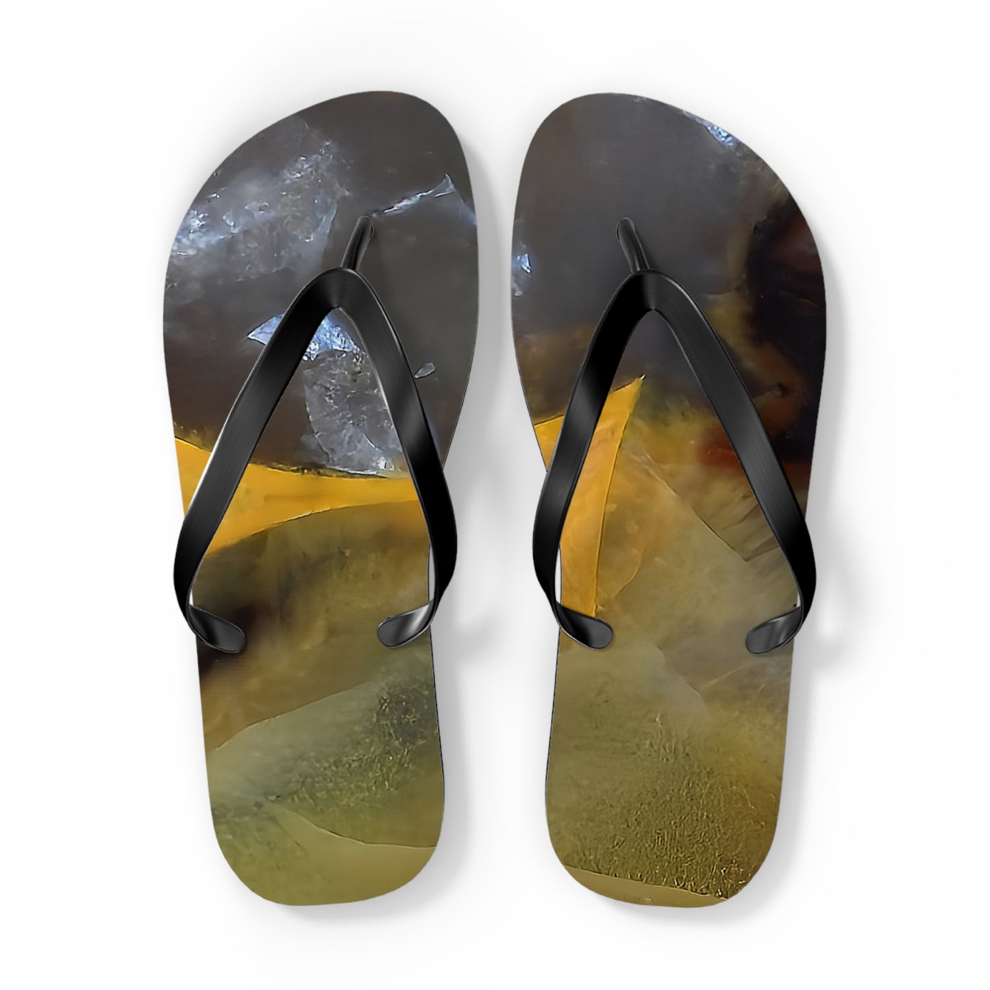 Vibrant Unisex Beachwear Flip Flops With Tie-dye Like Timor Agate Patterns