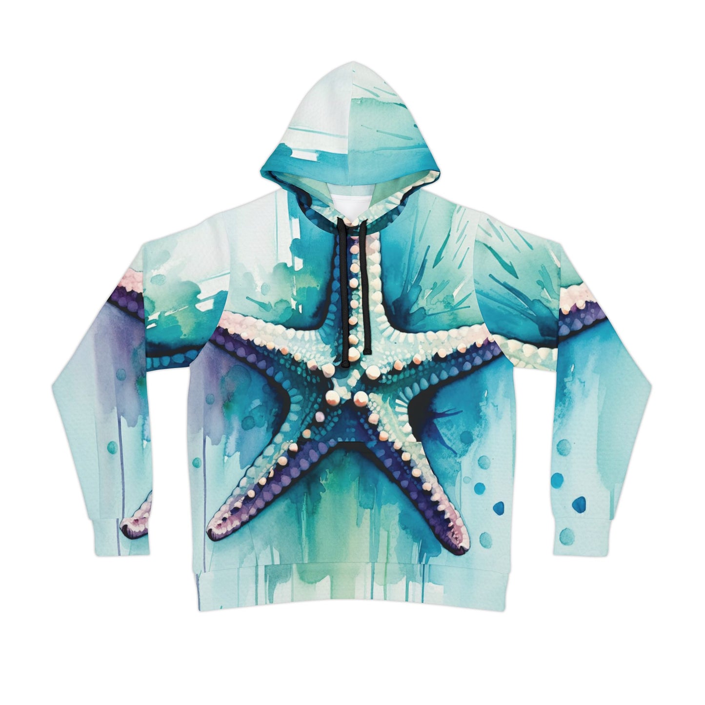 Colorful Unisex Watercolor Starfish Beach Art Hoodie