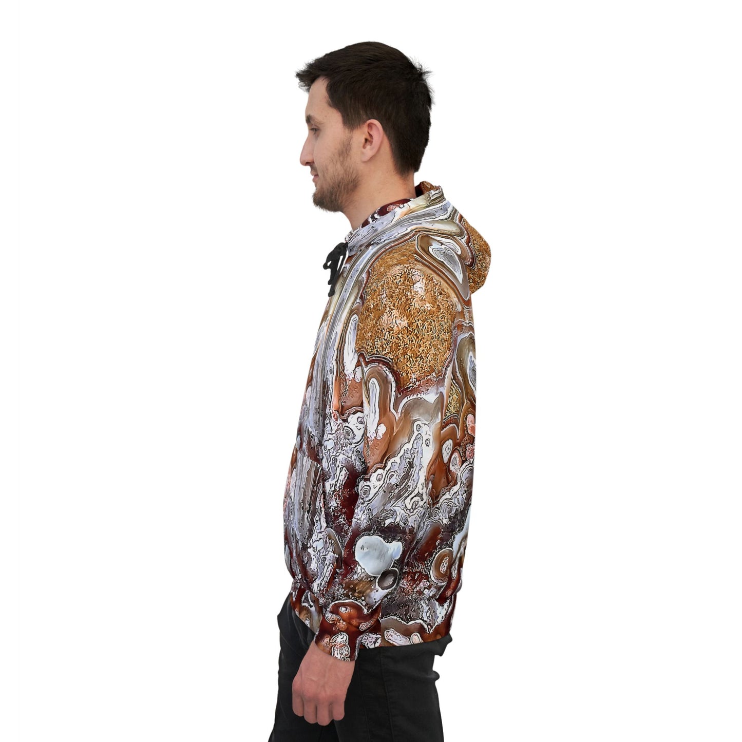 Vibrant rock art hoodies – Unique unisex custom hooded sweatshirt with a colorful lacy agate tie dye like patterns for men and women