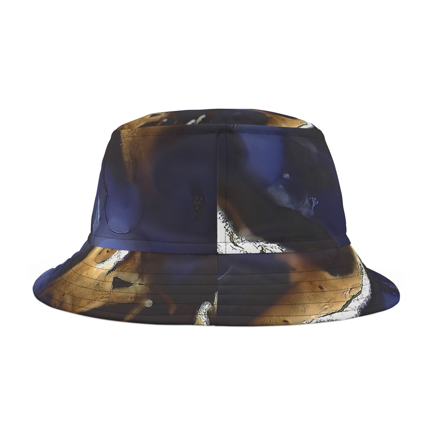 Rock Art-Inspired Floppy Bucket Hat –Moss Agate Thunder Egg- Unique Tie-Dye Ish Design