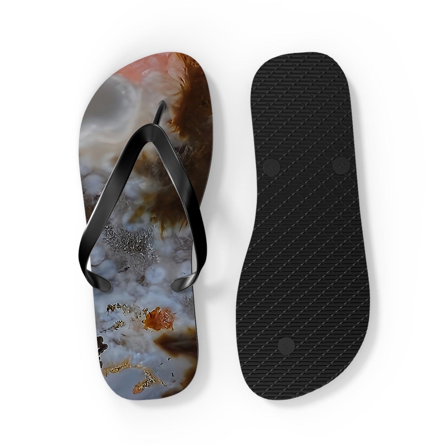 Vibrant Unisex Beachwear Flip Flops With Tie-dye Like Plume Agate Patterns