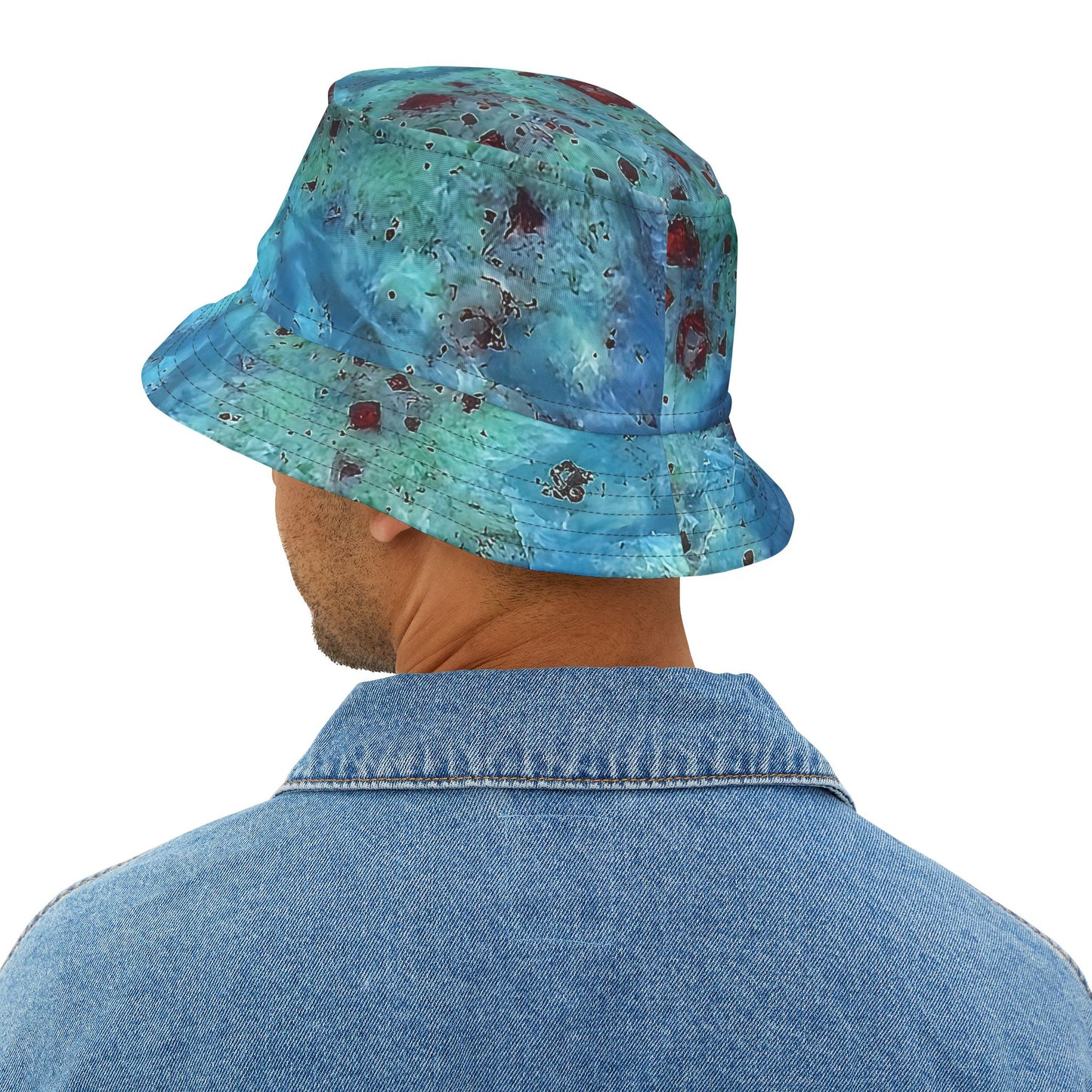 Rock Art-Inspired Floppy Bucket Hat – Unique Tie-Dye Ish Design